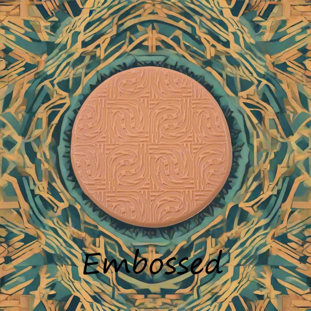 circular waves geometric design debossed in silly putty Using a embossed texture mat. This will give you an idea of what it will look like on metal clay or polymer clay