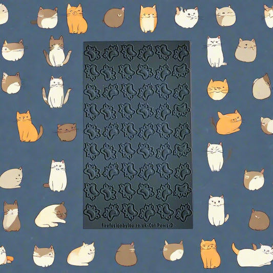 Cat paw Texture Tile debossed texture mat in grey material. This texture mat will give you an embossed effect on metal clay or polymer clay.