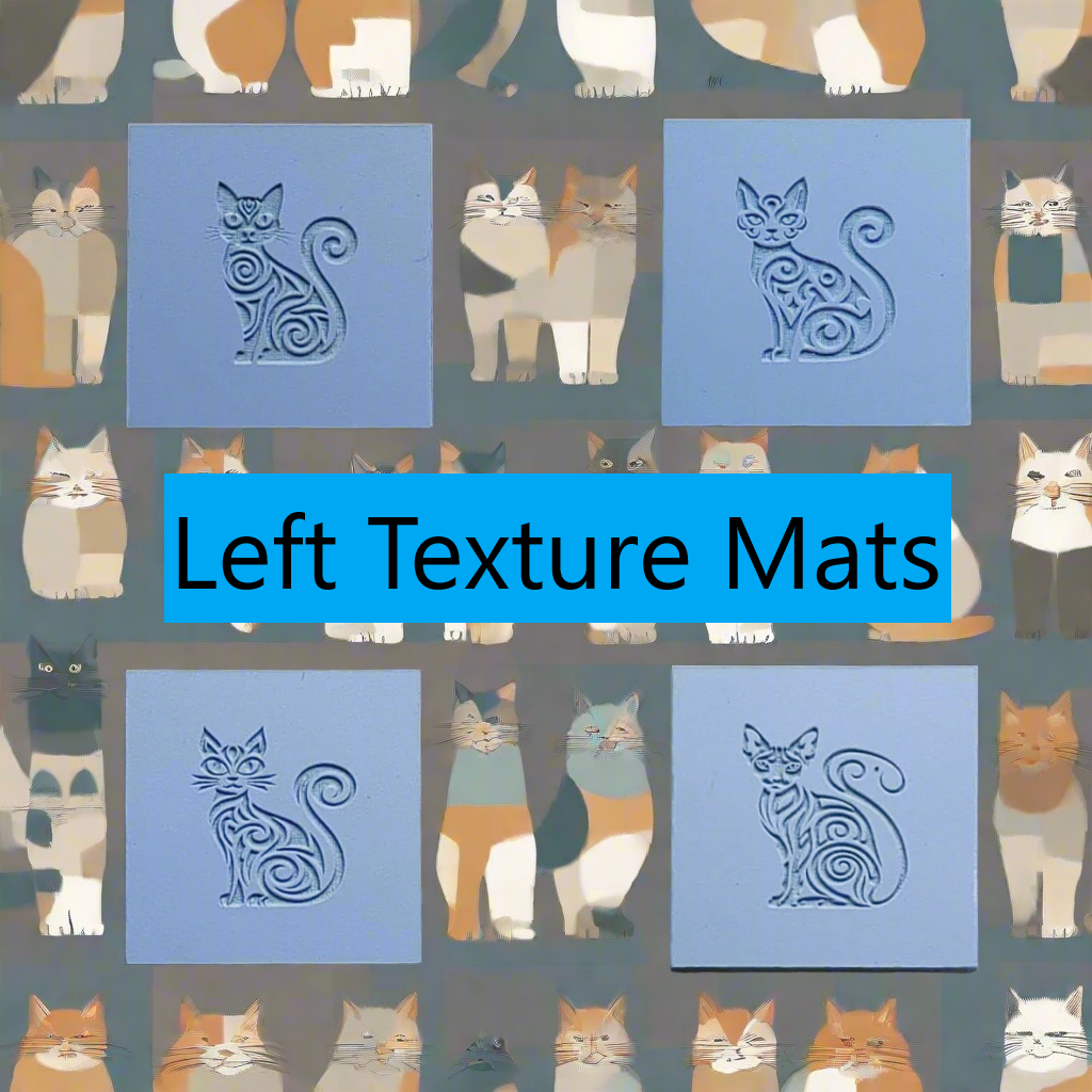 Pattern of cats with 'Left Texture Mats' text overlay