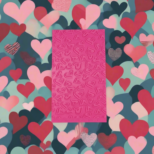 Confetti Hearts texture tile with debossed Hearts in a repeat pattern. Use to make a impression on metal clay and polymer clay.