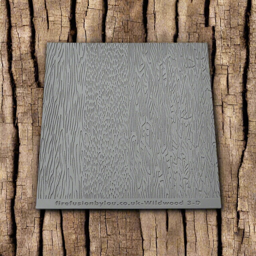 Debossed wildwood bark texture mat. Use to make an impression on metal clay and polymer clay.