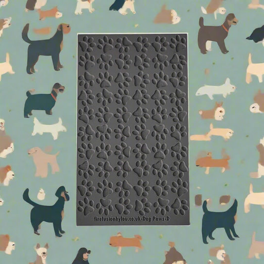 Dog Texture Tile debossed texture mat in grey material. This texture mat will give you an embossed effect on metal clay or polymer clay.
