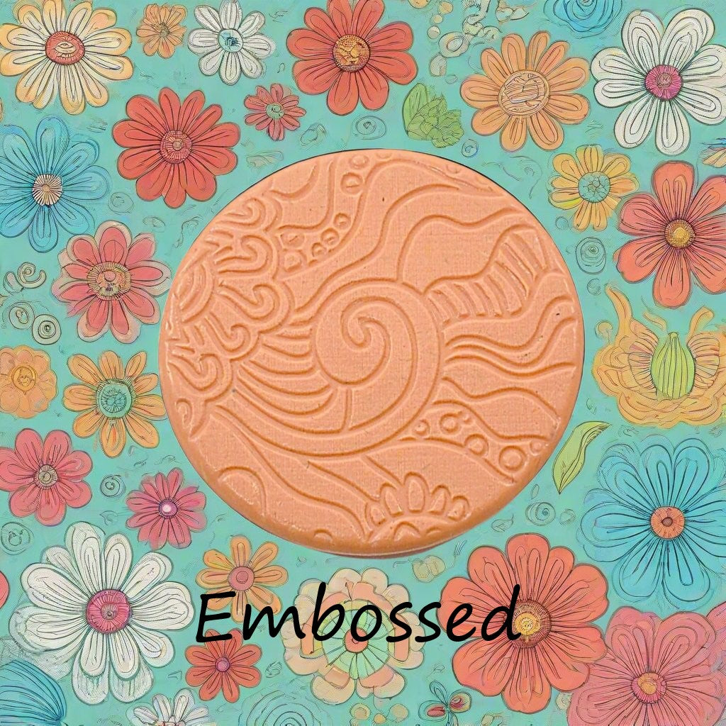 A pattern debossed in silly putty Using a patterned embossed texture mat in grey material. This will give you an idea of what it will look like on metal clay or polymer clay.