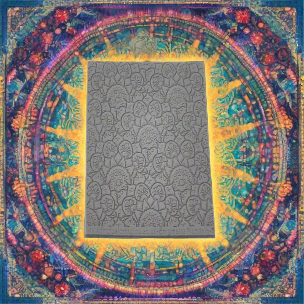 A debossed texture mat with a flowery mandala design. Use to make an impression on metal clay and polymer clay.