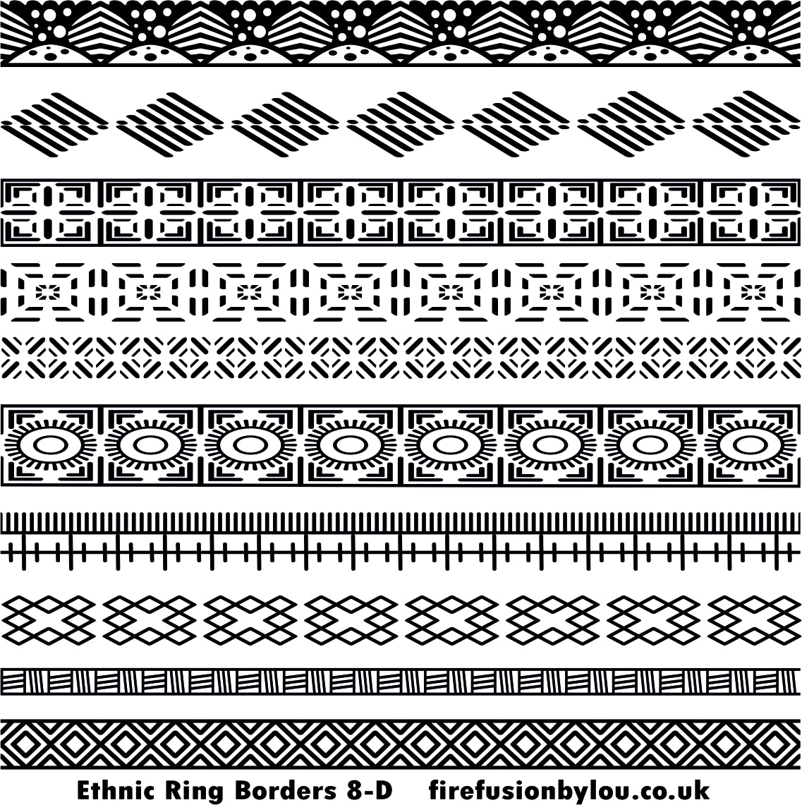An ethnic pattern debossed texture mat in grey material. This picture shows the texture mat pattern in black and white for use on metal clay or polymer clay.