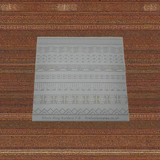 A ethnic pattern debossed texture mat in grey material. This texture mat will give you an embossed effect on metal clay or polymer clay.