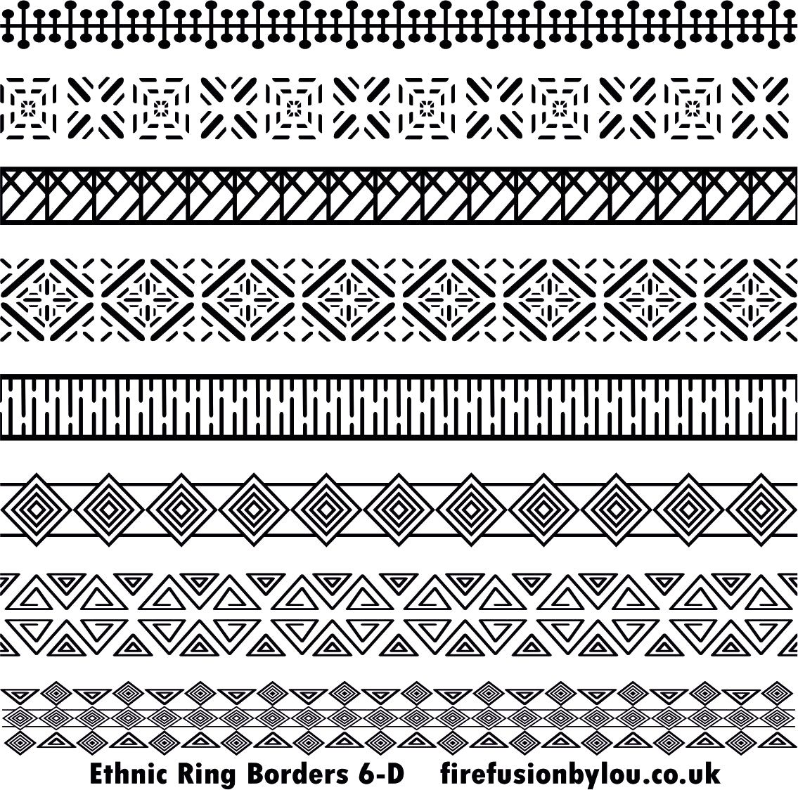 An ethnic pattern debossed texture mat in grey material. This picture shows the texture mat pattern in black and white for use on metal clay or polymer clay.
