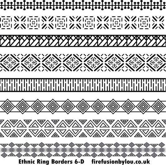 An ethnic pattern debossed texture mat in grey material. This picture shows the texture mat pattern in black and white for use on metal clay or polymer clay.