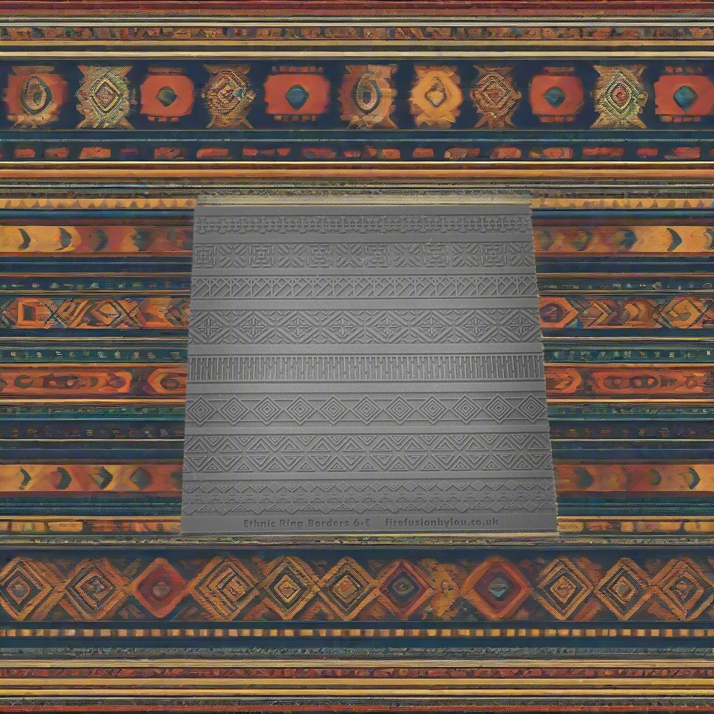 A ethnic pattern embossed texture mat in grey material. This texture mat will give you an debossed effect on metal clay or polymer clay.