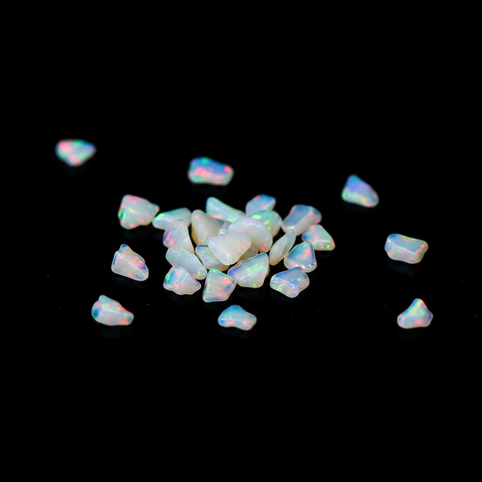 Opal chips on a black background