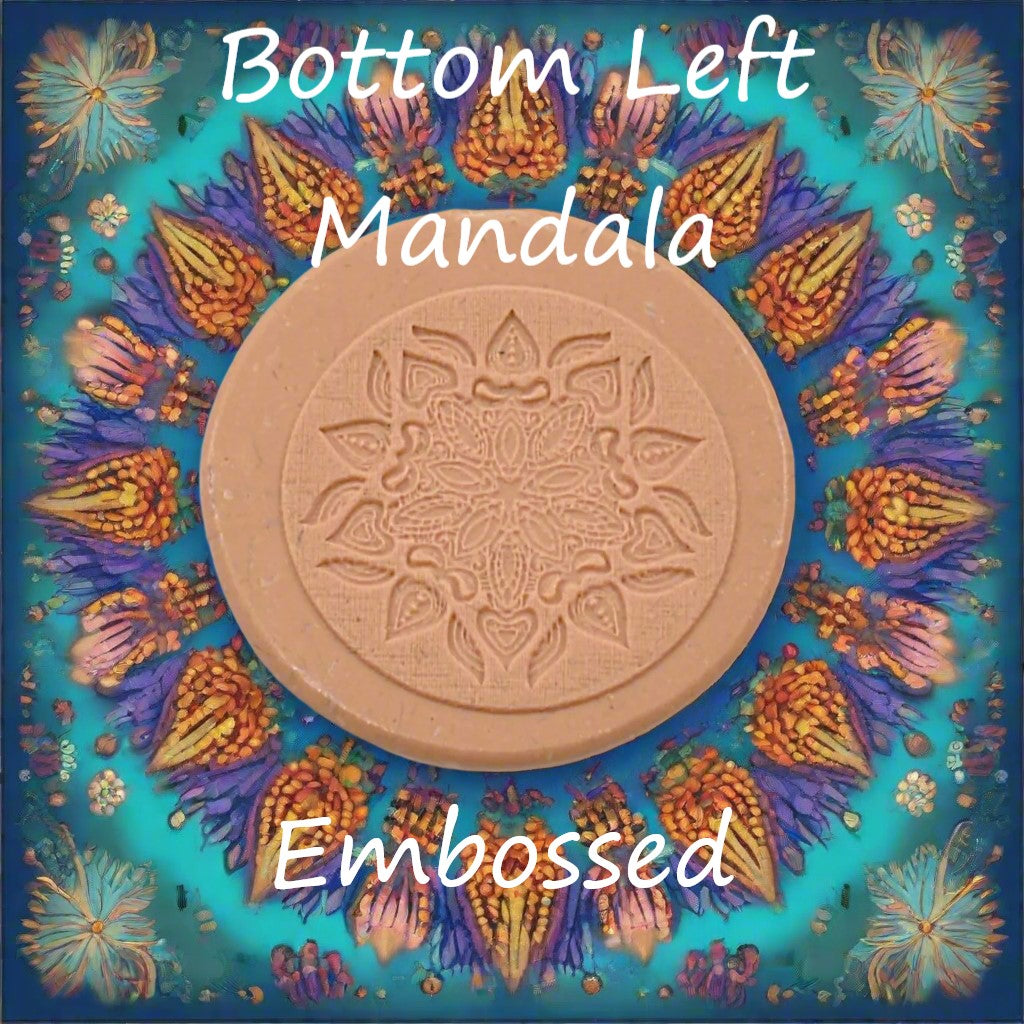 A mandala pattern debossed in silly putty using an embossed texture mat. This will give you an idea of what it will look like on metal clay or polymer clay.