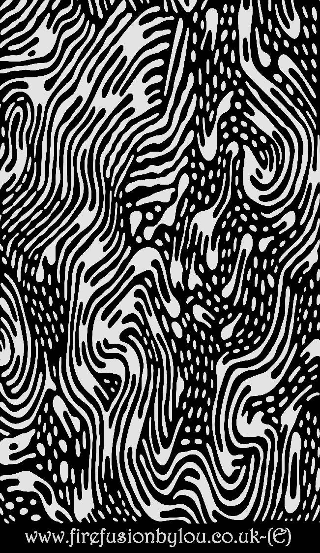 A pattern embossed texture mat in grey material. This picture shows the texture mat pattern in black and white for use on metal clay or polymer clay.