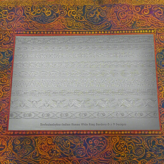 A Indian henna debossed texture mat in grey material. This texture mat will give you an embossed effect on metal clay or polymer clay.
