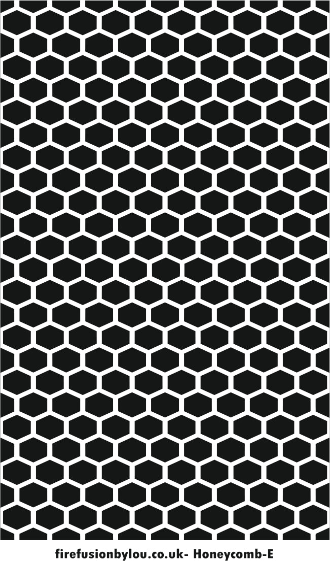 An embossed honey comb texture mat. This picture shows the texture mat pattern in black and white for use on metal clay or polymer clay.