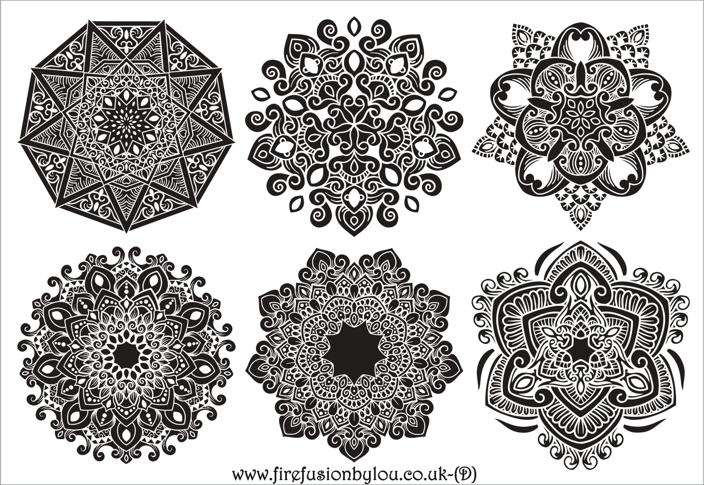 A debossed texture mat of intricate mandala. This picture shows the texture mat pattern in black and white for use on metal clay or polymer clay.
