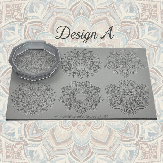 Mandala cutter with intricate patterns on a textured background