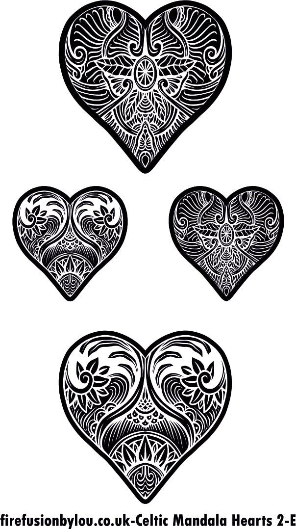 A Celtic heart embossed texture mat in grey material. This picture shows the texture mat pattern in black and white for use on metal clay or polymer clay.