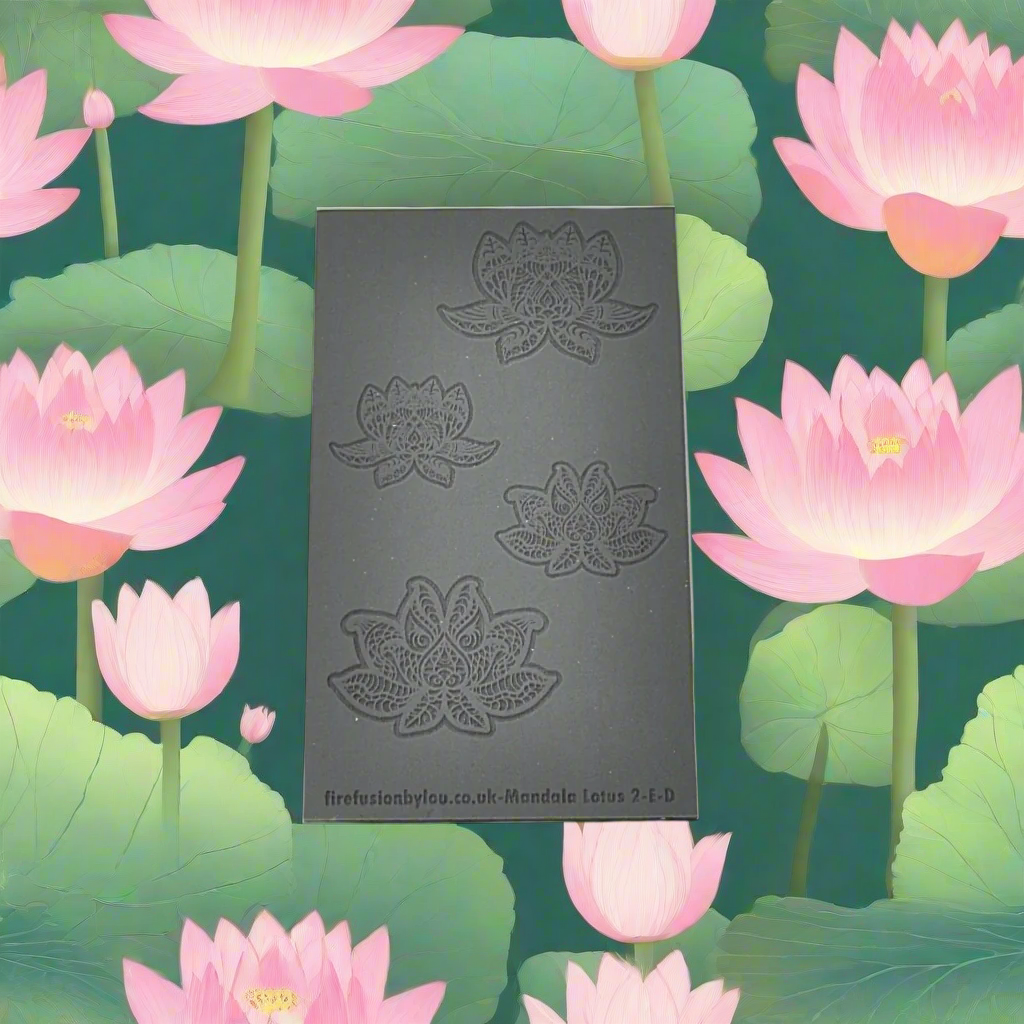 An embossed texture mat with mandala lotus flower petals. Use to make an impression on metal clay and polymer clay.