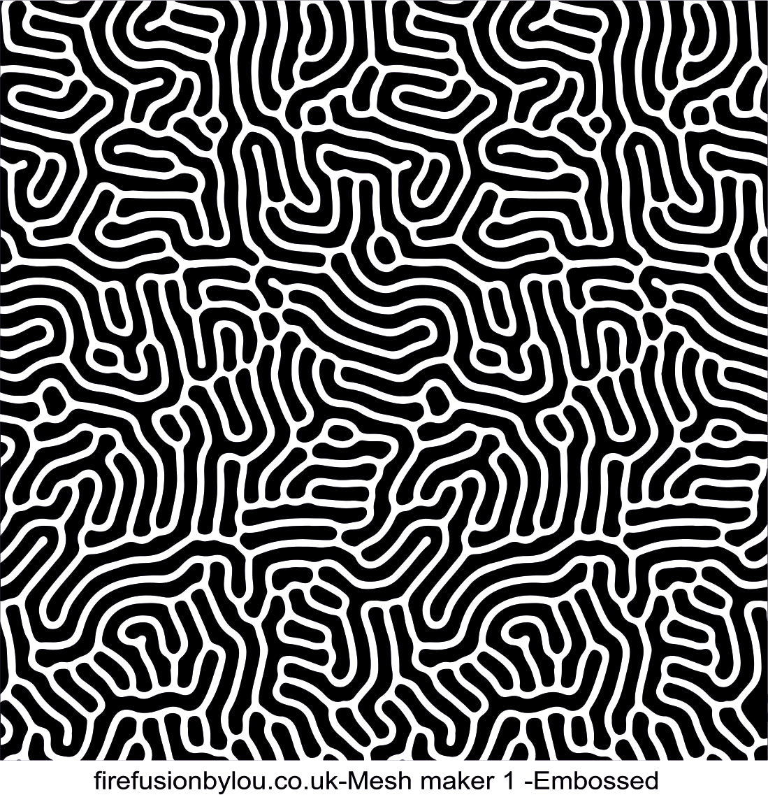 A pattern embossed texture mat in grey material. This picture shows the texture mat pattern in black and white for use on metal clay or polymer clay.