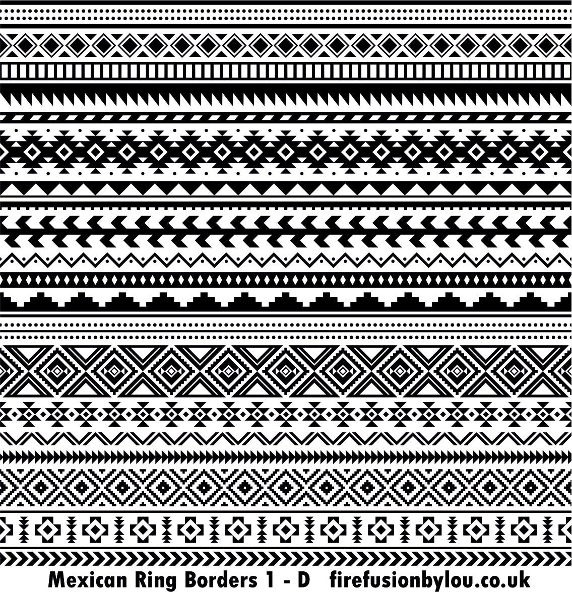 A Mexican pattern debossed texture mat in grey material. This picture shows the texture mat pattern in black and white for use on metal clay or polymer clay.