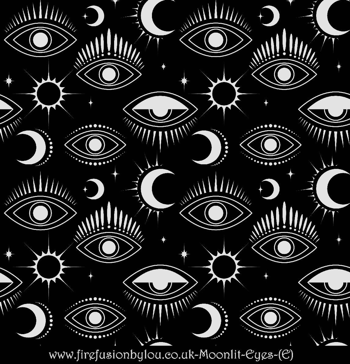 A mystical eye repeat pattern embossed texture mat. This picture shows the texture mat pattern in black and white for use on metal clay or polymer clay.