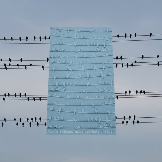 Birds in song pattern embossed texture mat in grey material. This texture mat will give you a debossed effect on metal clay or polymer clay.