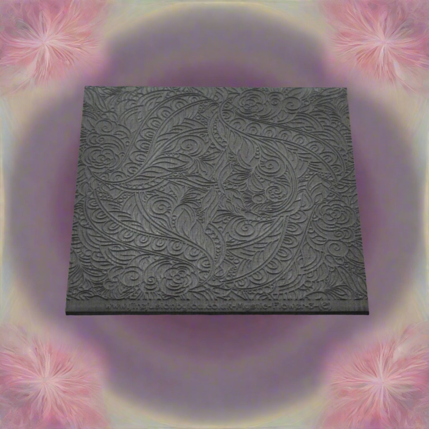embossed Flowery mandala style texture mat. Use to make an impression on metal clay and polymer clay.
