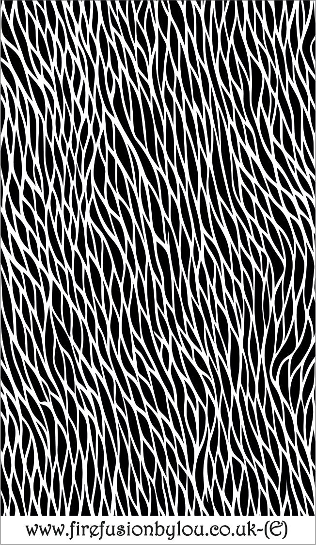 A pattern embossed texture mat in grey material, size 95mm x 55mm. This picture shows the texture mat pattern in black and white for use on metal clay or polymer clay.