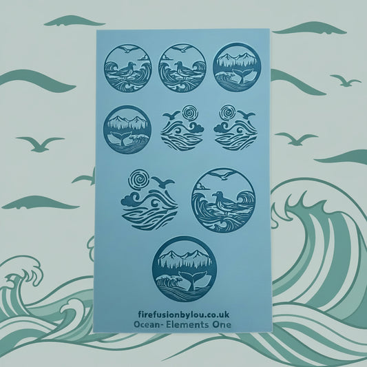 A texture mat featuring embossed circular wave and landscape motifs.