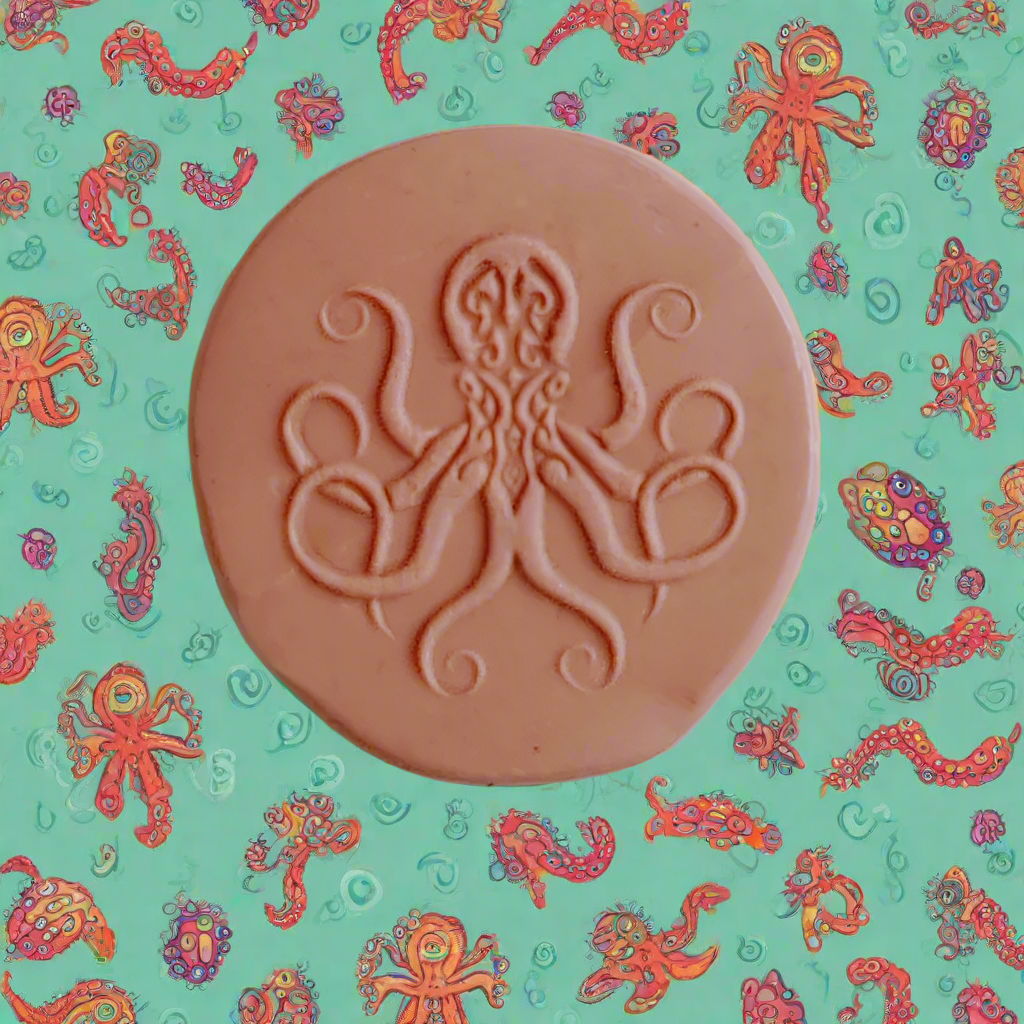 Octopus embossed in silly putty Using a debossed texture mat. This will give you an idea of what it will look like on metal clay or polymer clay.