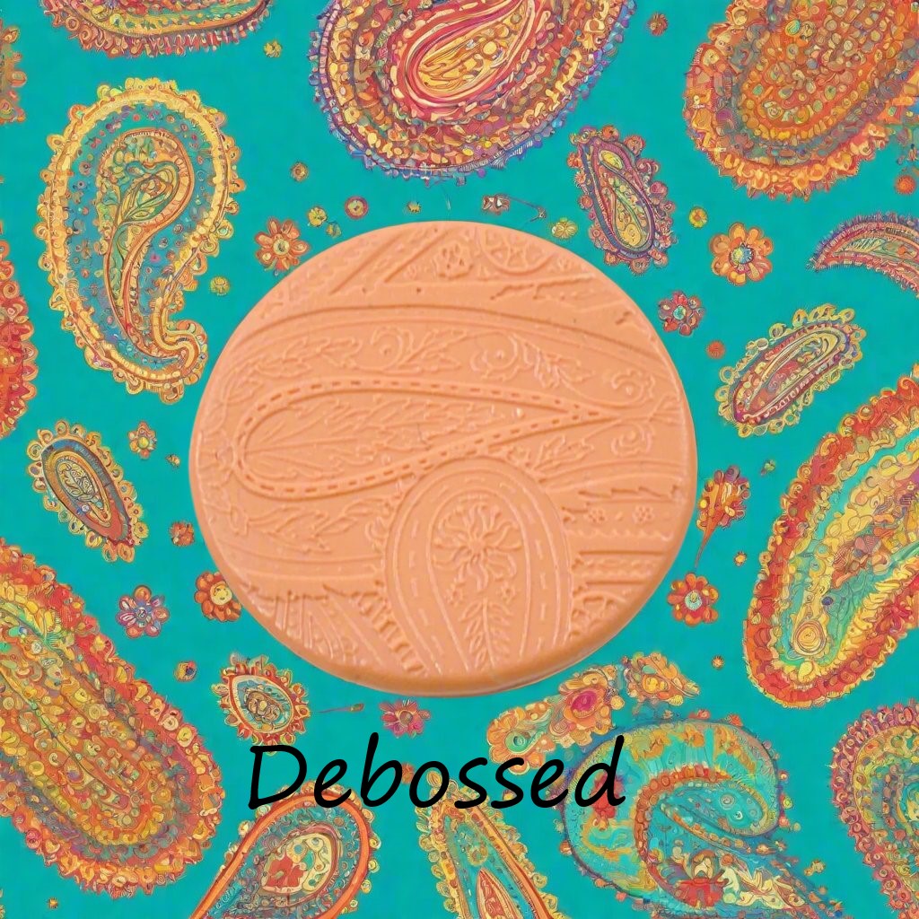 A pattern embossed in silly putty Using a patterned debossed texture mat in grey material. This will give you an idea of what it will look like on metal clay or polymer clay