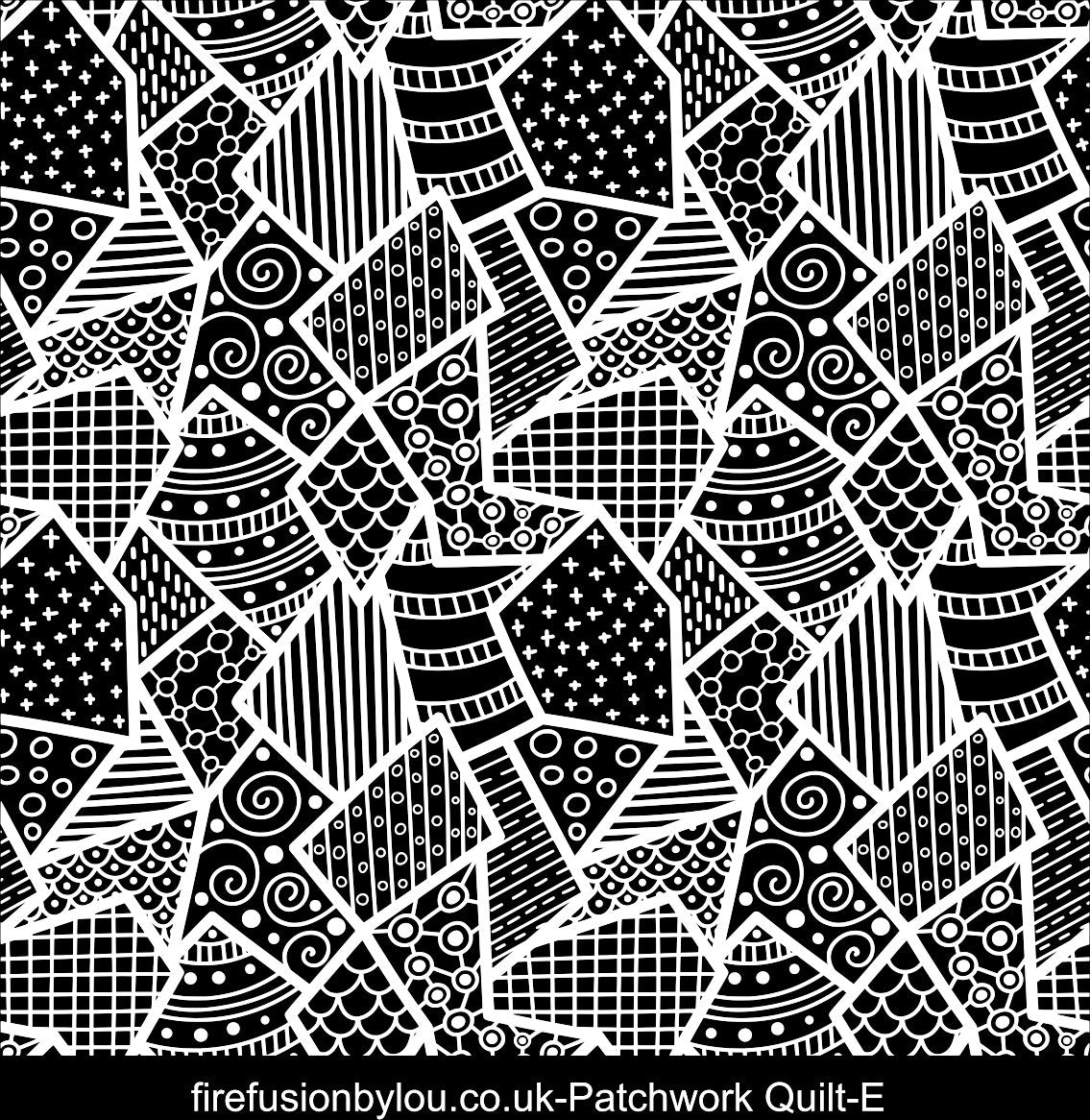 A pattern embossed texture mat in grey material. This picture shows the texture mat pattern in black and white for use on metal clay or polymer clay.