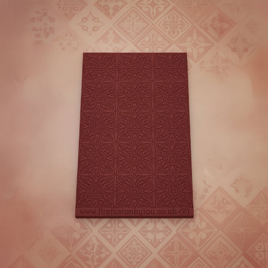 fancy geometric debossed texture mat in grey material. The texture mat pattern will give a embossed effect on metal clay or polymer clay.