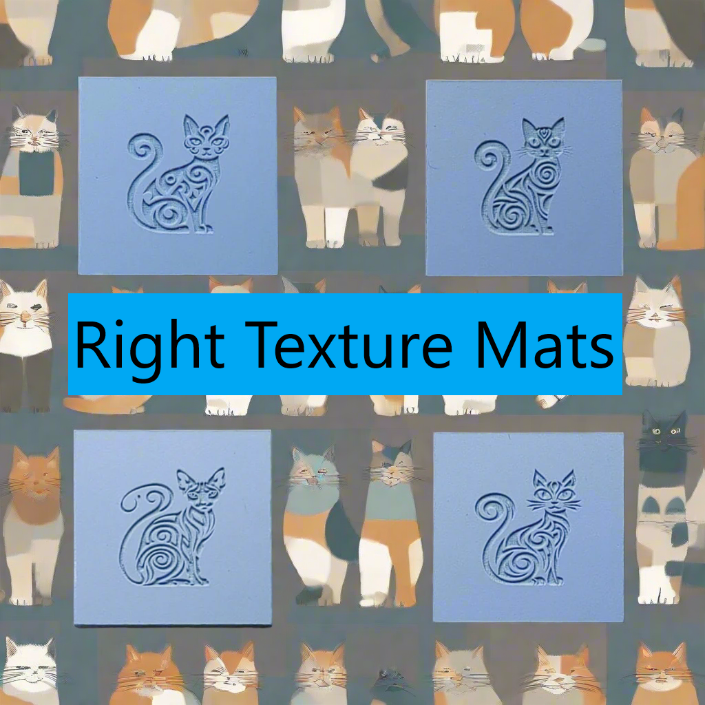 Pattern of cats and textured mats with 'Right Texture Mats' text overlay.