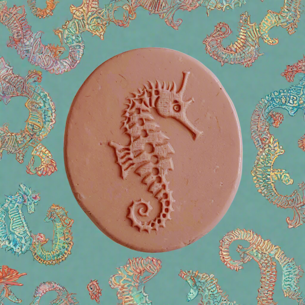 Seahorse design on a background with seahorse pattern.