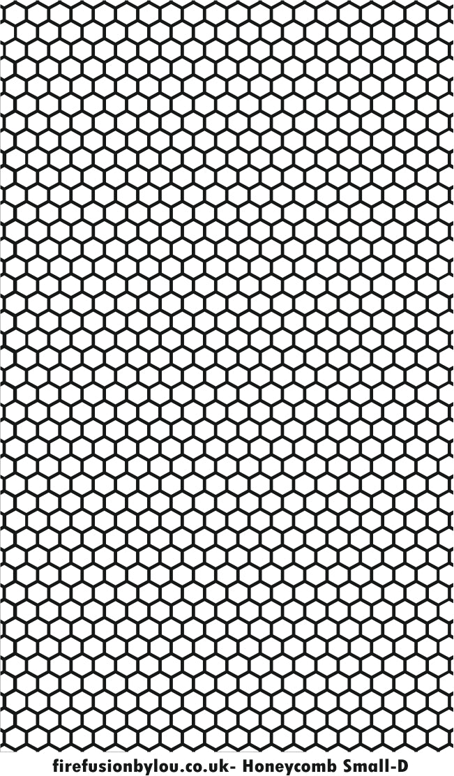 A debossed honey comb texture mat. This picture shows the texture mat pattern in black and white for use on metal clay or polymer clay.