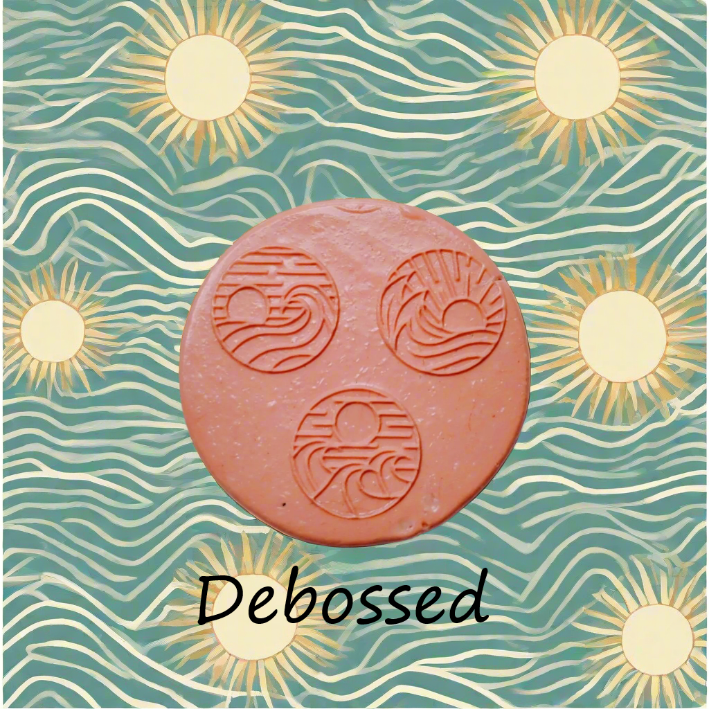 Sun and waves embossed in silly putty Using a debossed texture mat. This will give you an idea of what it will look like on metal clay or polymer clay