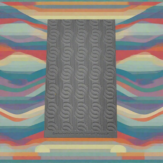 vertical waves debossed texture mat in grey material. The texture mat pattern will give a embossed effect on metal clay or polymer clay.
