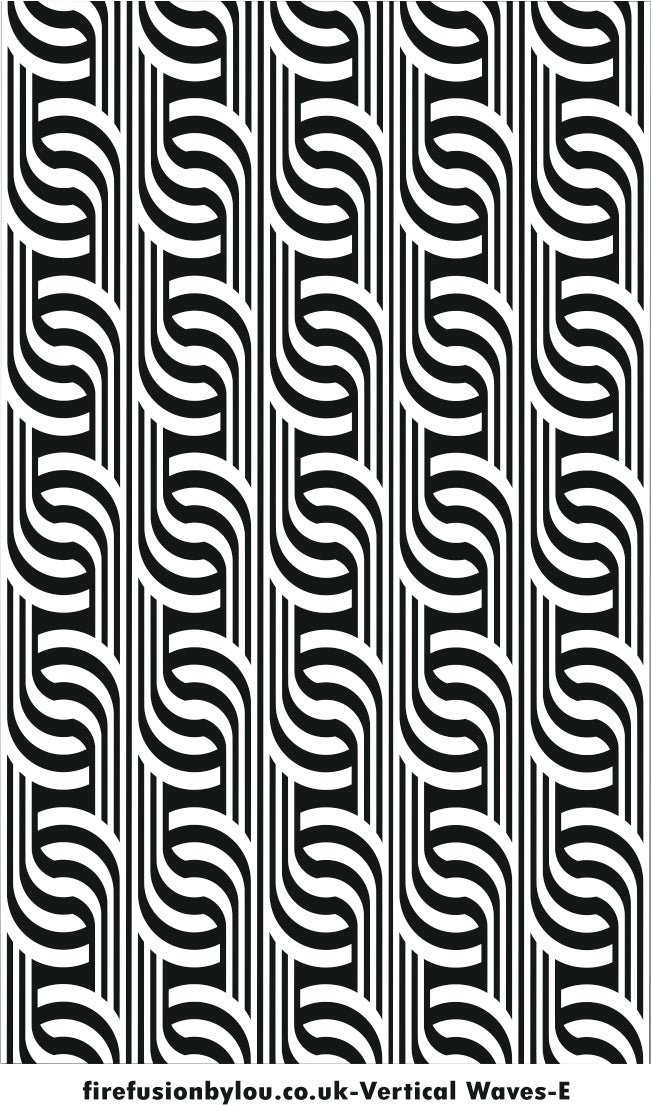 A embossed vertical wave geometric texture mat. This picture shows the texture mat pattern in black and white for use on metal clay or polymer clay.