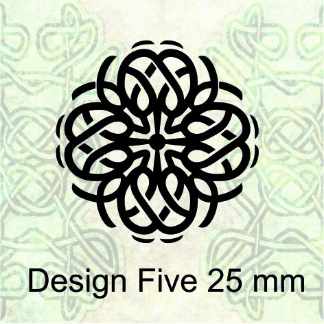 Decorative design with Celtic knot pattern on a light green background