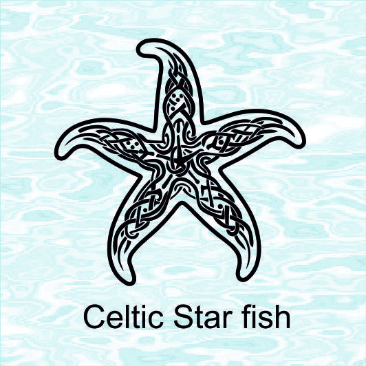 Decorative Celtic starfish design on a light green background