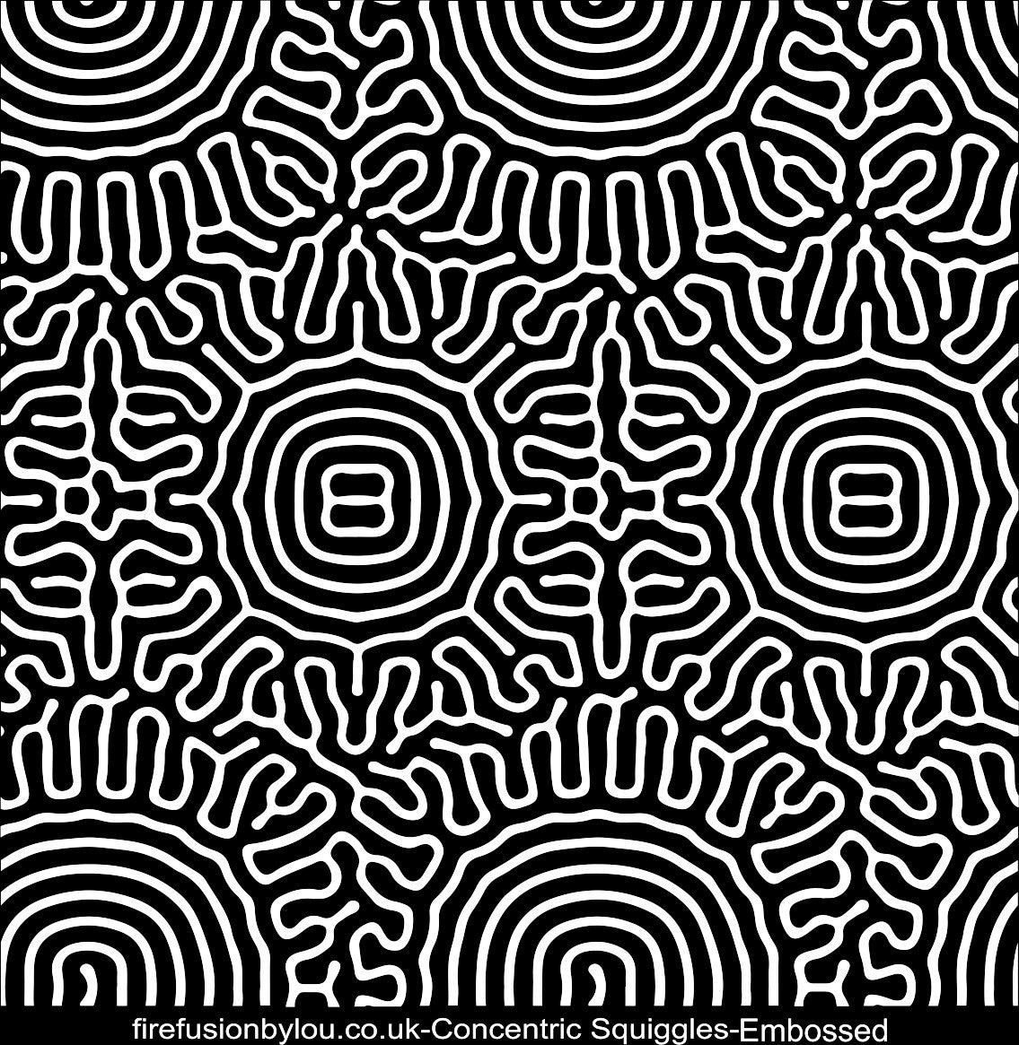 A pattern embossed texture mat in grey material. This picture shows the texture mat pattern in black and white for use on metal clay or polymer clay.