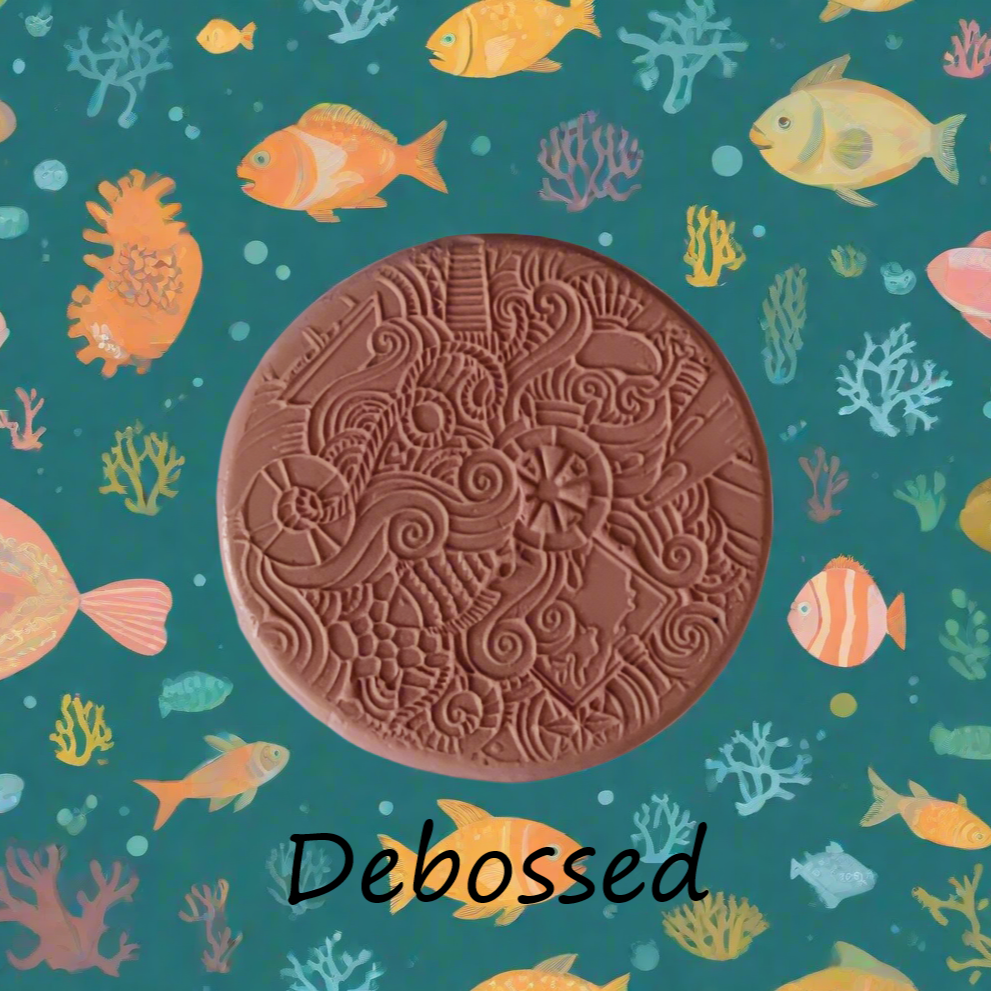 Ocean embossed in silly putty Using a debossed texture mat. This will give you an idea of what it will look like on metal clay or polymer clay