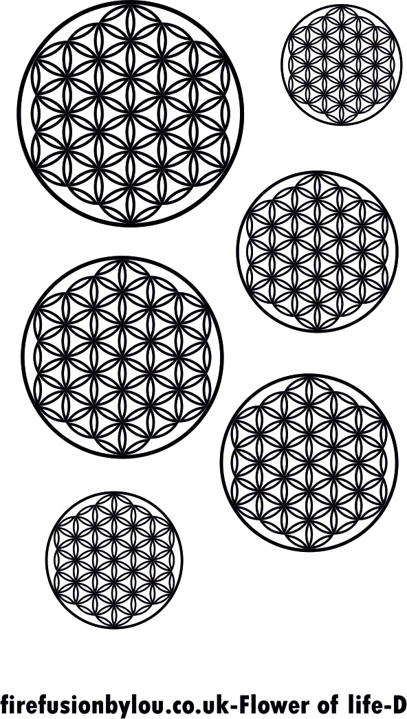 A debossed flower of life texture mat. This picture shows the texture mat pattern in black and white for use on metal clay or polymer clay.