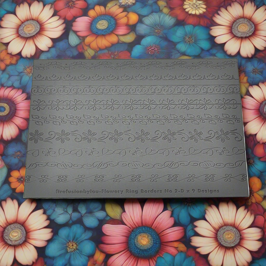 A flowery pattern debossed texture mat in grey material. This texture mat will give you an embossed impression.