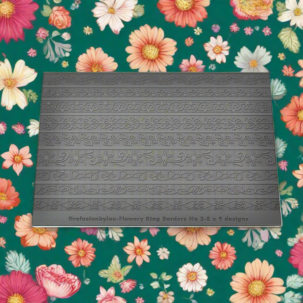A flowery pattern embossed texture mat in grey material. This texture mat will give you a debossed impression.