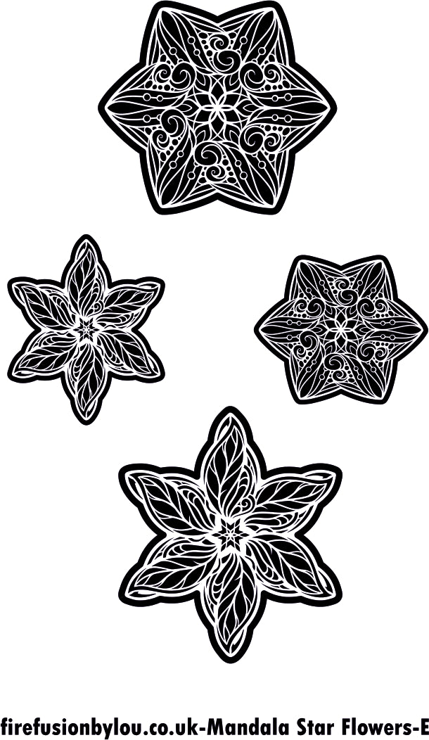 An embossed texture mat of star flowers. This picture shows the texture mat pattern in black and white for use on metal clay or polymer clay.