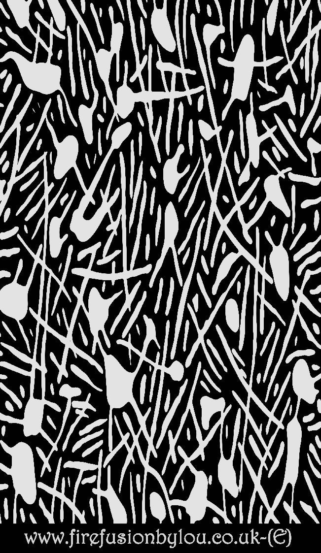 A pattern embossed texture mat in grey material, size 95mm x 55mm. This picture shows the texture mat pattern in black and white for use on metal clay or polymer clay.