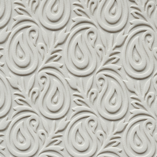 white clay with paisley pattern