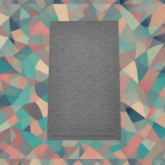 A six pointed debossed texture mat in grey material. The texture mat pattern will give a embossed effect on metal clay or polymer clay.